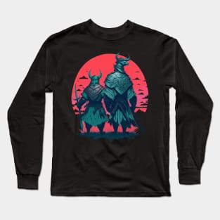 Viking and Samurai Watching the Sunset Long Sleeve T-Shirt